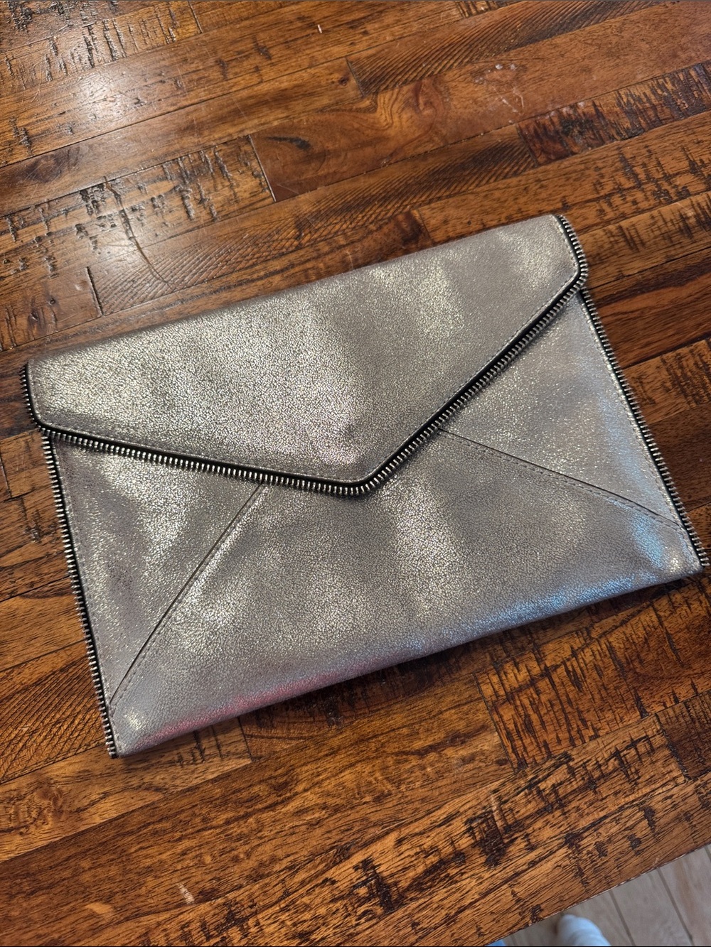 Rebecca Minkoff Metallic Envelope Clutch - Silver Sparkle
